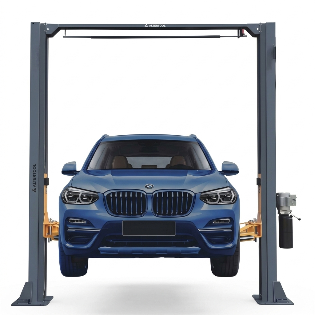 4.5 Ton Two Post Car Lift Manual Dual Unlock Floor Plate Hydraulic Vehicle Hoist for Garage, Workshop, Cars, SUVs and Light Trucks