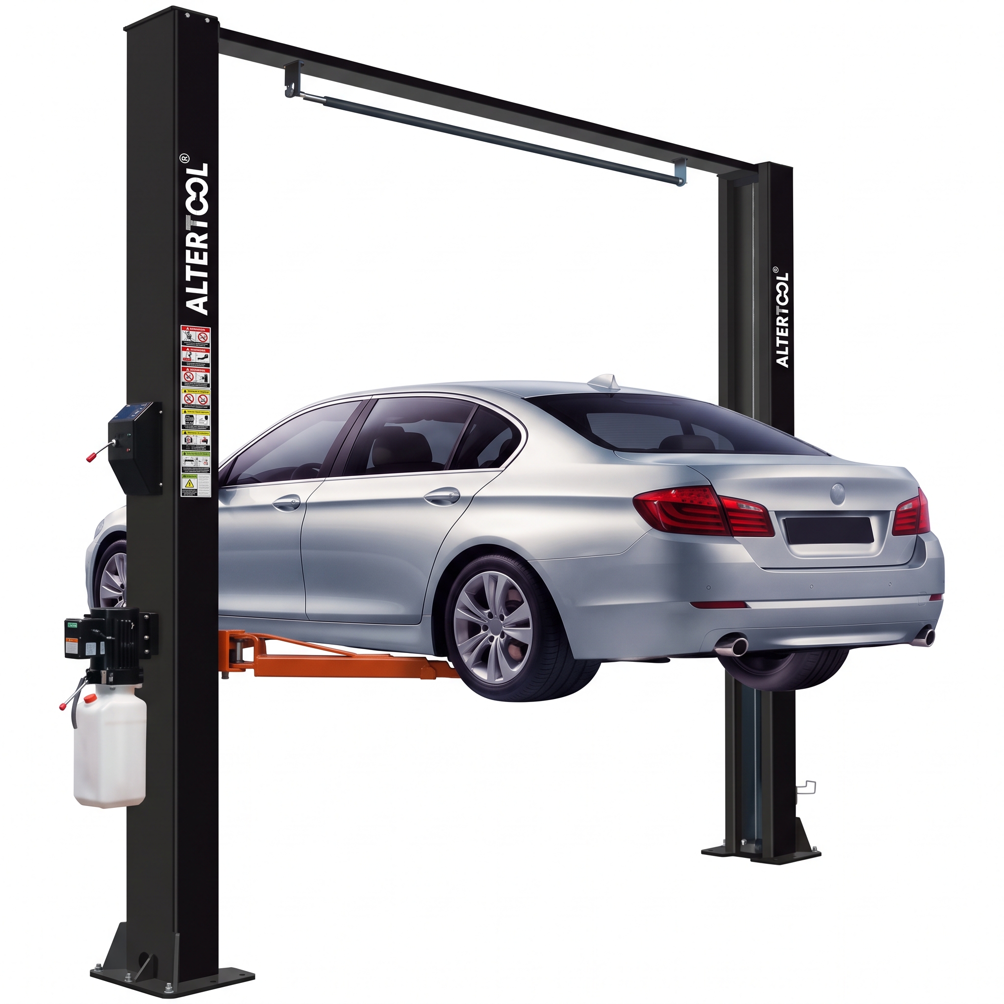 4000kg Clear-Floor Two-Post Car Lift, Single-Side Manual Unlock Gantry Hoist, 8,800 lb Workshop Lift HPX-TG340B